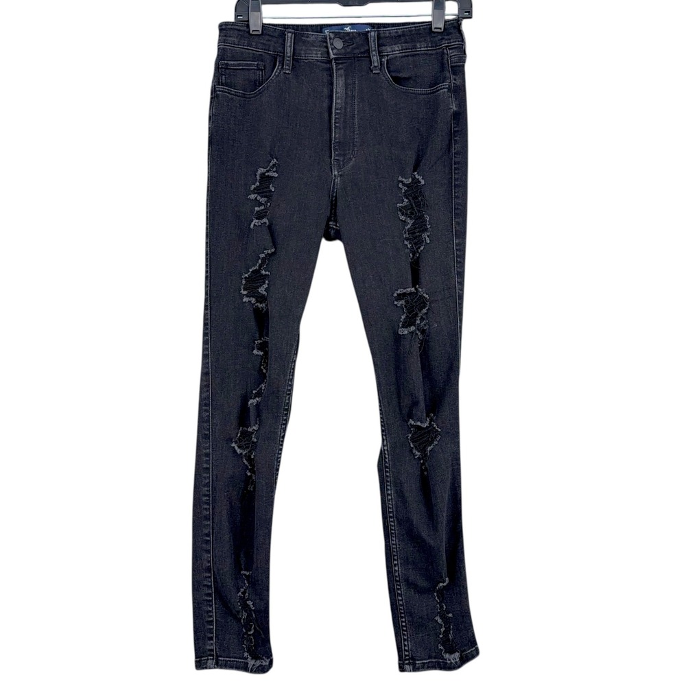 Hollister Black Distressed Ultra High Rise Super Skinny Jeans Size 30